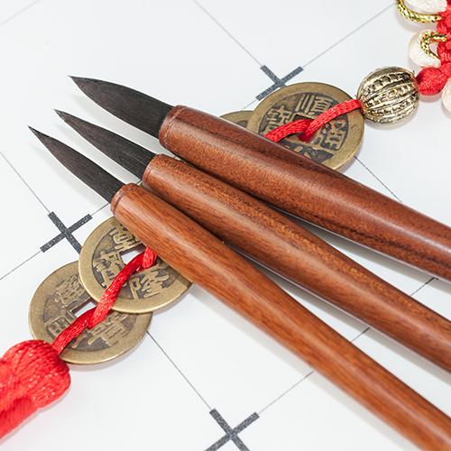 紅紫檀胎毛筆【雙筆盒】