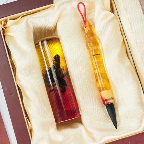 【一印一Q筆】琥珀肚臍章嬰兒三寶