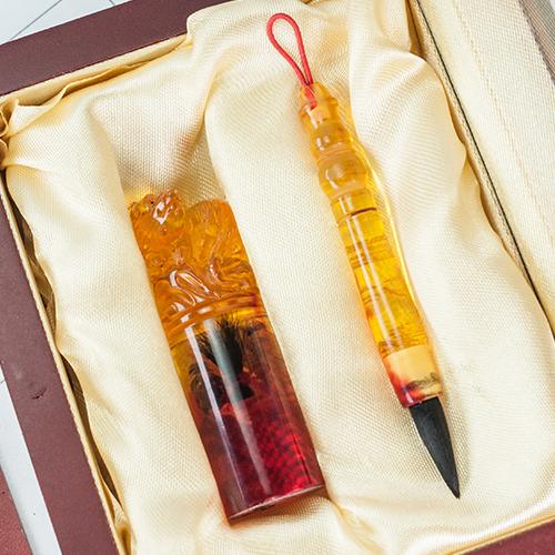 【一印一Q筆】生肖琥珀肚臍章嬰兒三寶