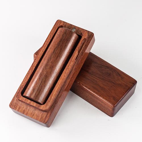 紅紫檀印章卡榫盒