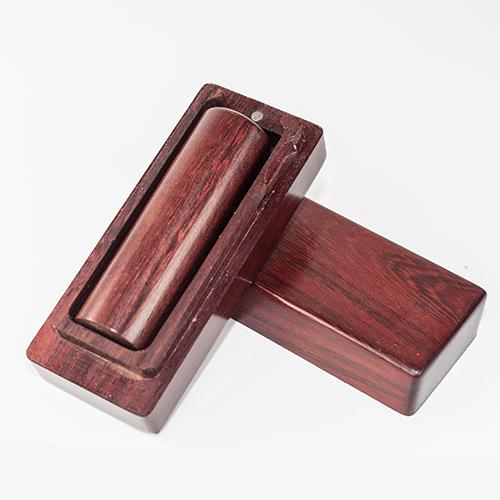 雞血紅木卡榫盒印章組