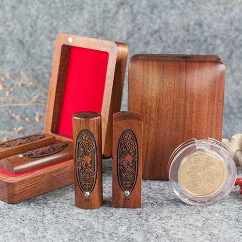 【兩印】12生肖臍帶胎毛紅紫檀印章組