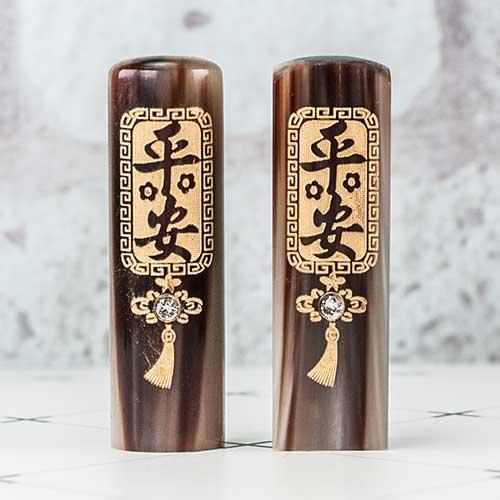 牛角【金漆雕刻】印章