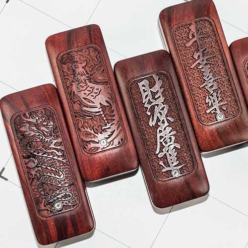 雞血紅木印章盒(單章盒)