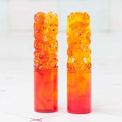 【手工雕刻-龍鳳】琥珀結婚對章