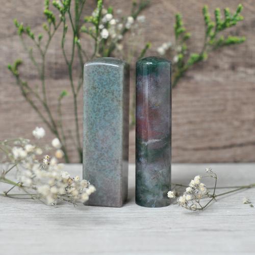 印度水草瑪瑙臍帶印章/乙顆