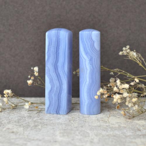 藍紋玉臍帶印章/乙顆