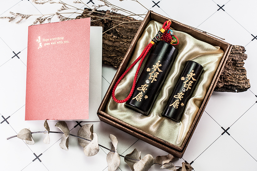 台南 黑檀套筒印章組 唯原工藝