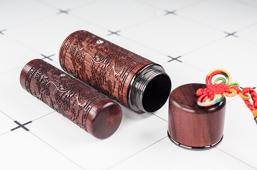 台南 紅檀龍雕肚臍章套筒組 肚臍章 臍帶章 肚臍印章 臍帶印章 個人印章 印章批發