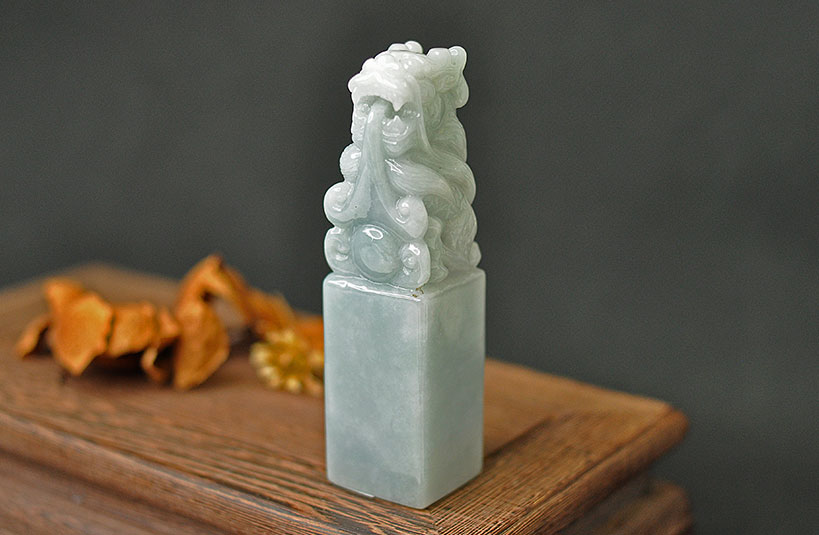 緬甸玉龍神獸印章-編號6刻印章店
