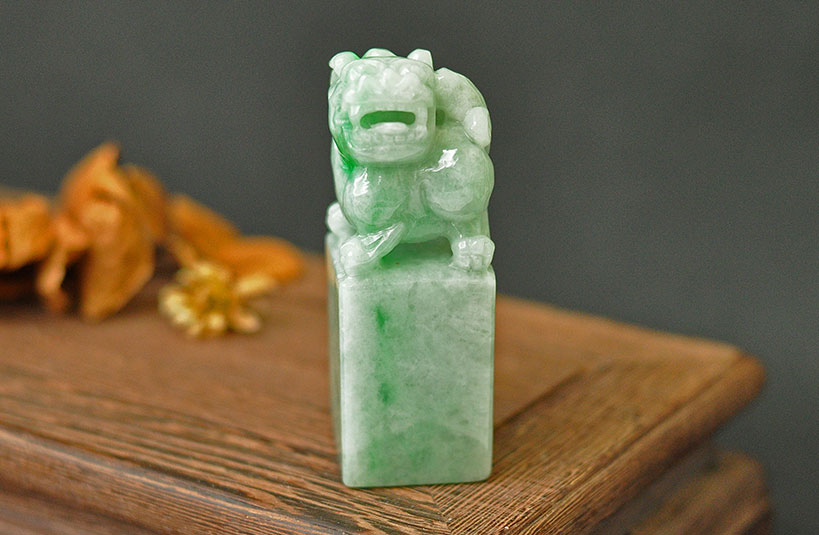 緬甸玉獅子神獸印章-編號8刻印章