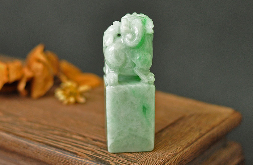 緬甸玉獅子神獸印章-編號8印章尺寸