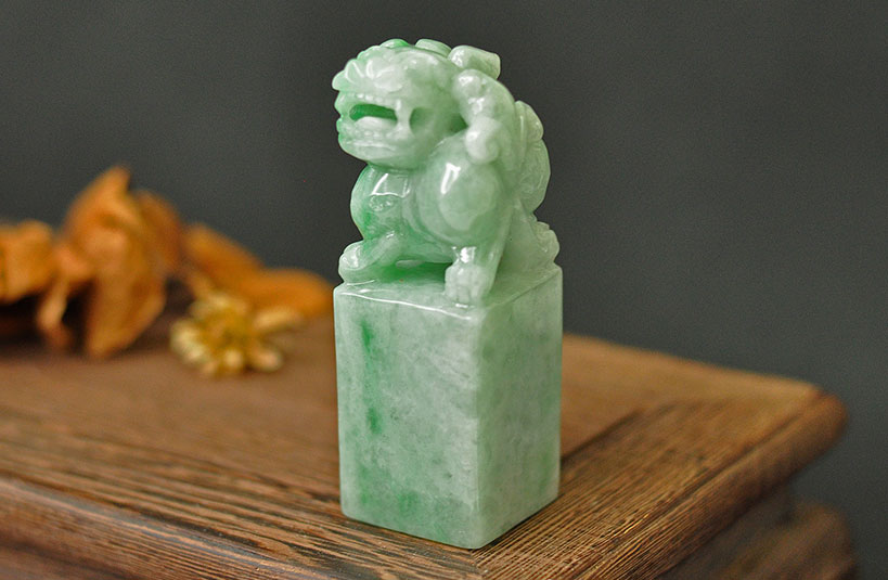 緬甸玉獅子神獸印章-編號8刻印章店