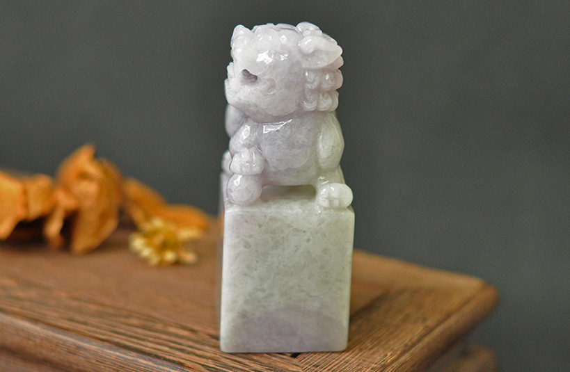 緬甸玉獅子神獸印章-編號9刻印章