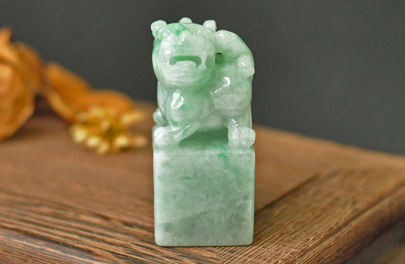 緬甸玉獅子神獸印章-編號13刻印章