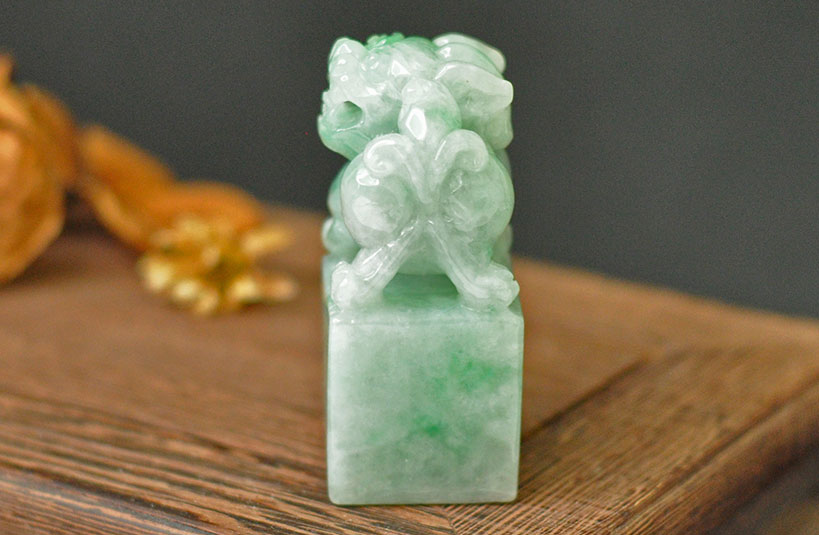 緬甸玉獅子神獸印章-編號13印章店