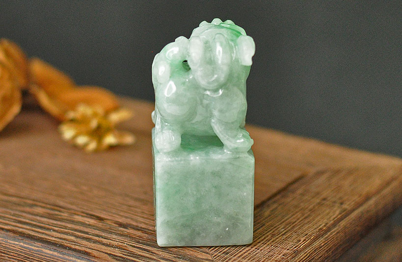 緬甸玉獅子神獸印章-編號13印章