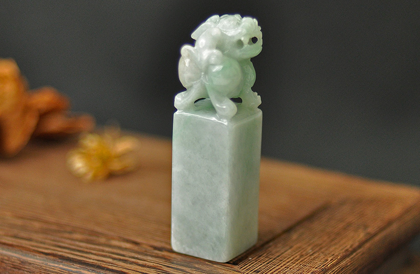 緬甸玉獅子神獸印章-編號16刻印章店