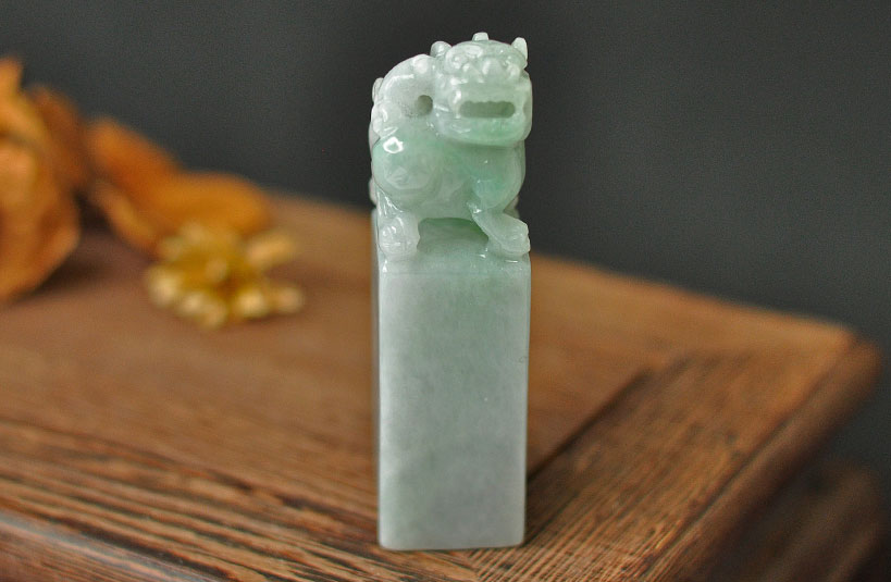 緬甸玉獅子神獸印章-編號16刻印章