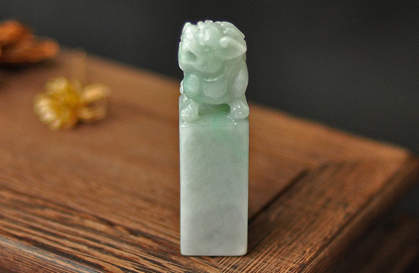 緬甸玉獅子神獸印章-編號16印章店