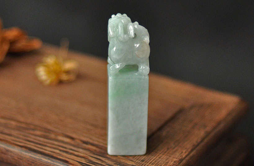 緬甸玉獅子神獸印章-編號16印章