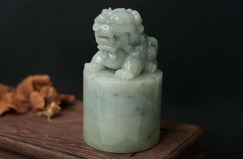 緬甸玉獅子神獸印章-編號20刻印章店
