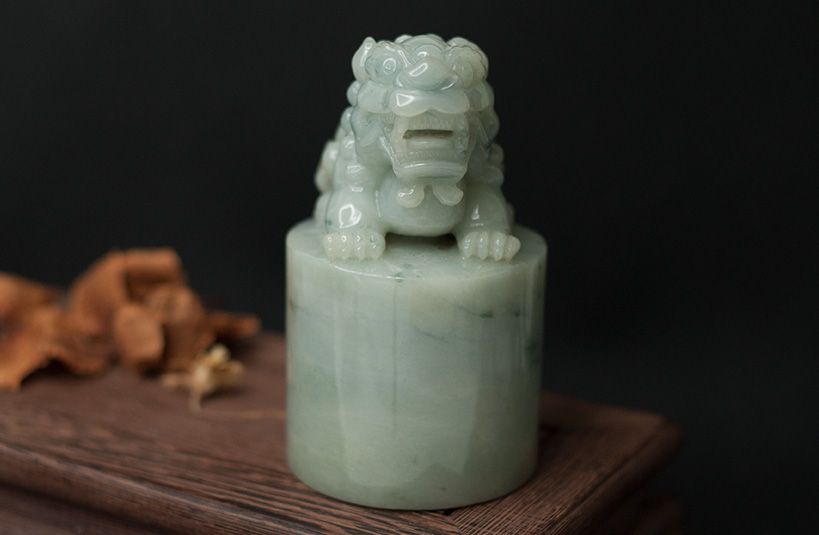 緬甸玉獅子神獸印章-編號20刻印章