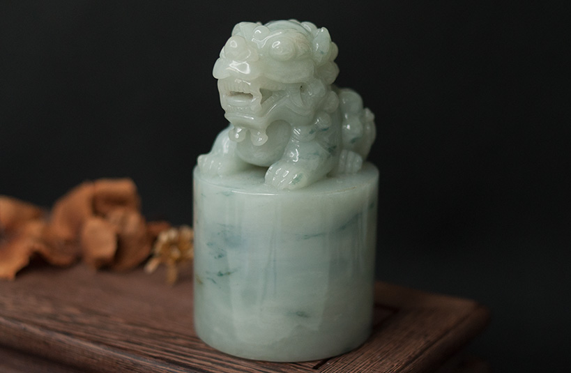 緬甸玉獅子神獸印章-編號21刻印章店