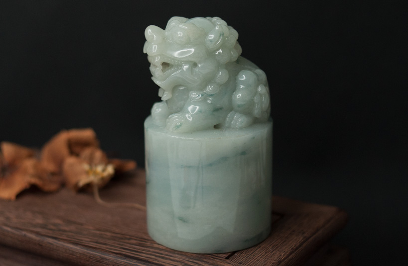 緬甸玉獅子神獸印章-編號21刻印章