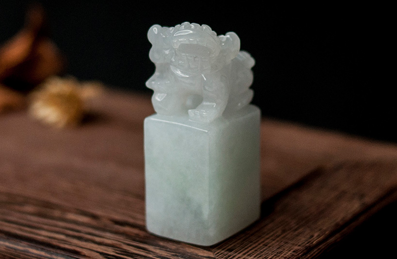 緬甸玉獅子神獸印章-編號刻印章店