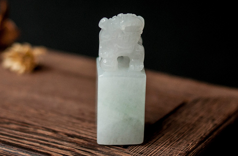 緬甸玉獅子神獸印章-編號22刻印章