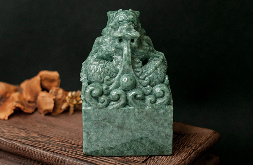 緬甸玉獅子神獸印章-編號23印章店
